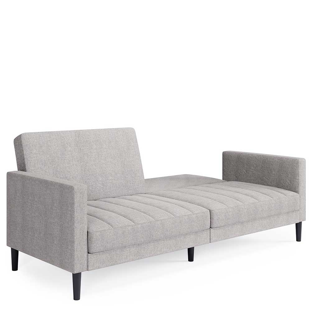 Sofa mit Schlaffunktion Jeanna in Hellgrau aus Webstoff