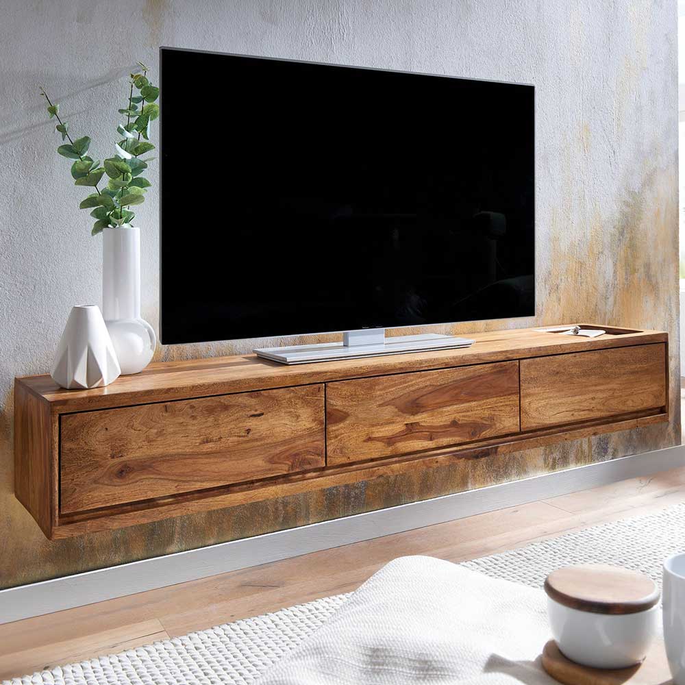Hängendes TV Board Marcel aus Sheesham Massivholz 160 cm breit