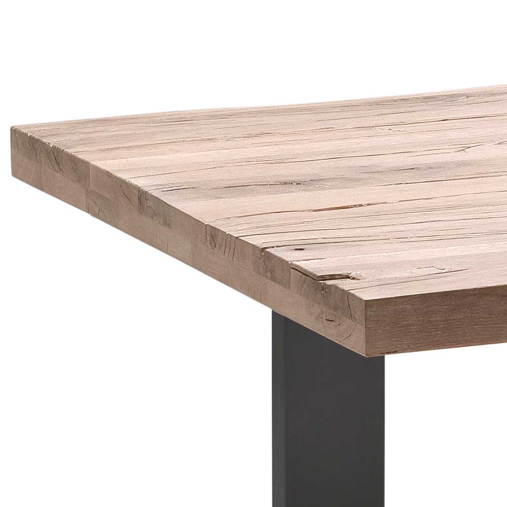Bügelgestell Tisch Vintac mit gekälkter Massivholzplatte modern