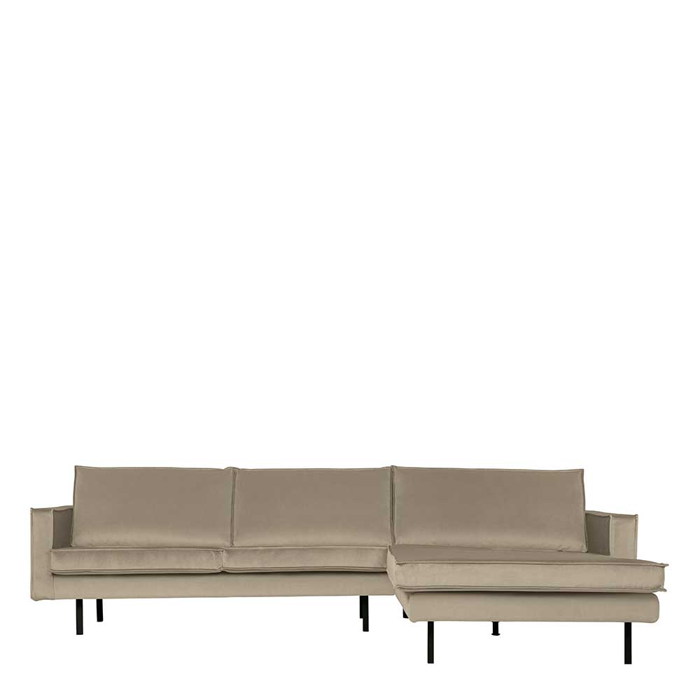 Modernes Sofa Eck Opinaro in hellem Khaki aus Samt und Metall
