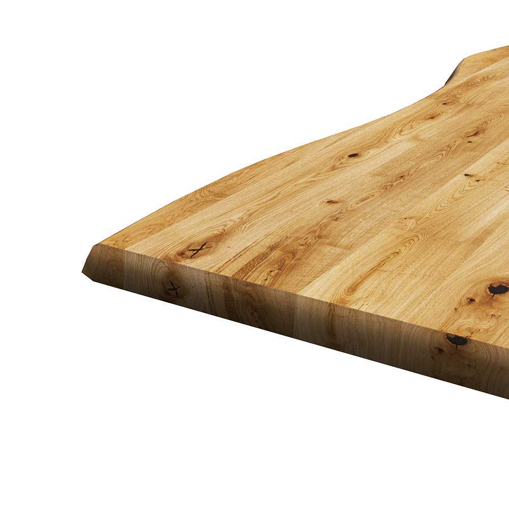 Esszimmer Tisch Eiche Venedicos mit natürlicher Baumkante und Bügelgestell