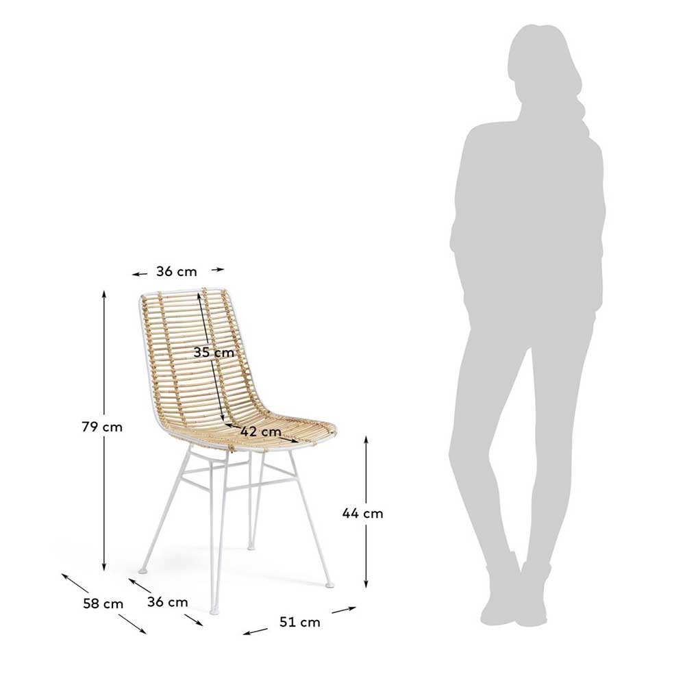 Rattan Stühle Katalo in Beige & Weiß im Skandi Stil (4er Set)