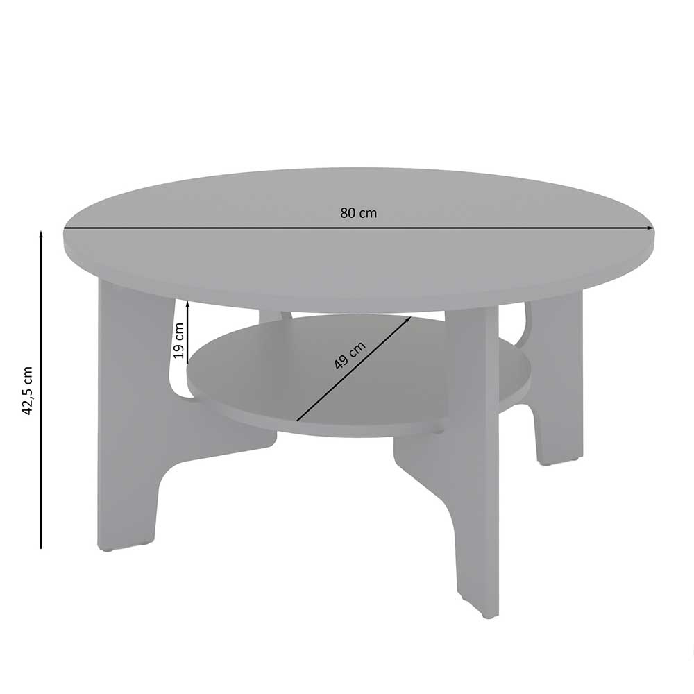 Dunkelgrauer Sofatisch Liron in modernem Design mit runder Tischplatte
