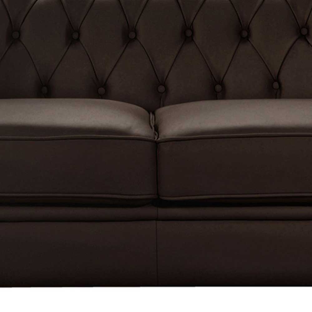 Chesterfield Look Leder Couch Zeo in Braun 172 cm breit