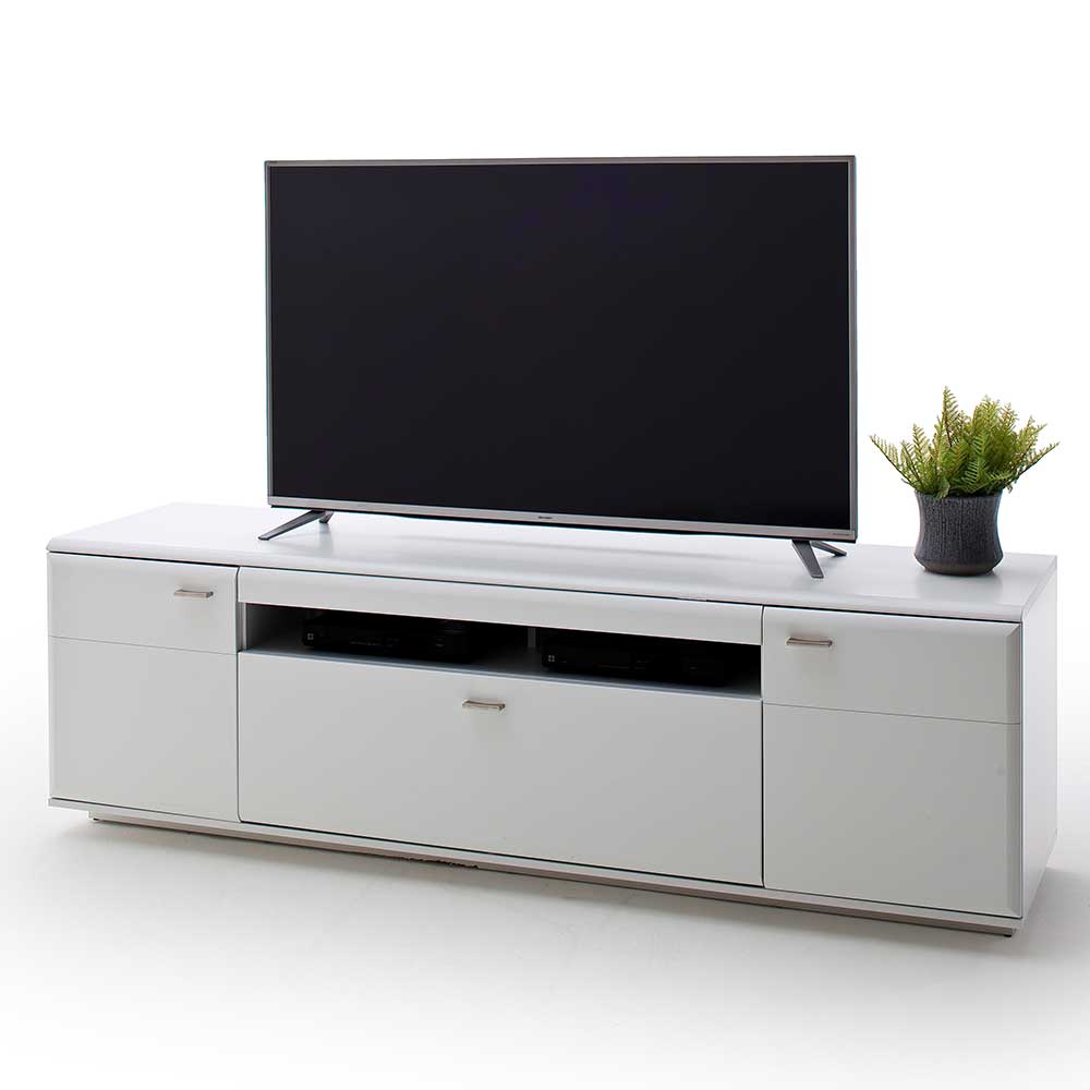 TV Lowboard Jelvedo in Weiß 195 cm breit