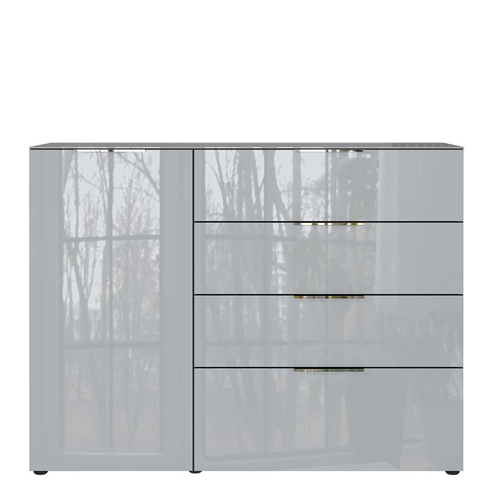 Esszimmersideboard Genrom Front glasbeschichtet mit vier Schubladen