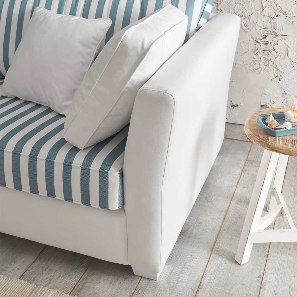 Couch mit Streifen Nalyva in Blau und Weiß aus Microfaser