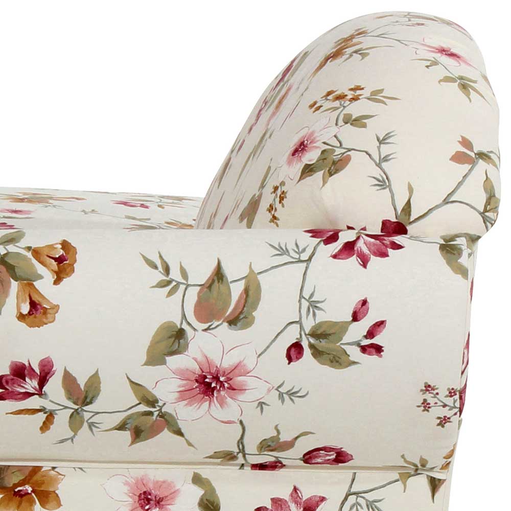 Hochwertiger Sessel Isner in Weiß - Bunt mit Blumen Motiv