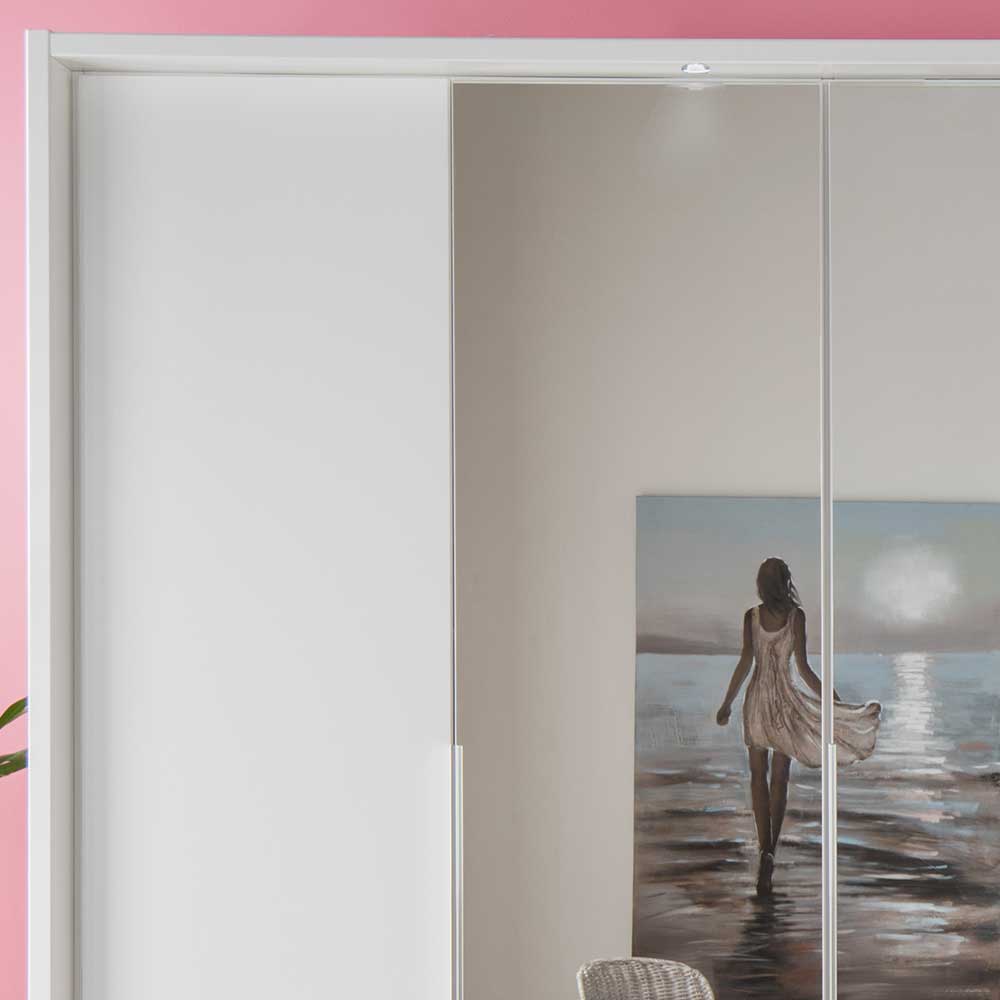 Kleiderschrank mit Spiegeltüren Potheka in Weiß 250 cm Breite