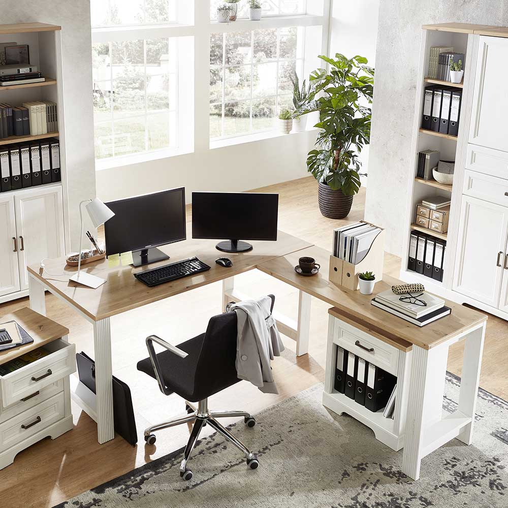 Winkel Schreibtisch Morelia im Landhausstil 200 cm breit