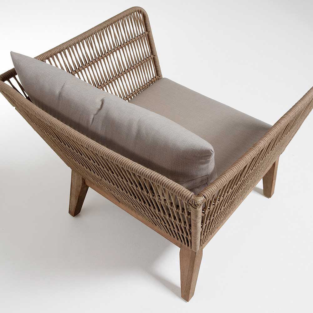 Lounge Sessel Santurio aus Eukalyptusholz in Beige (2er Set)