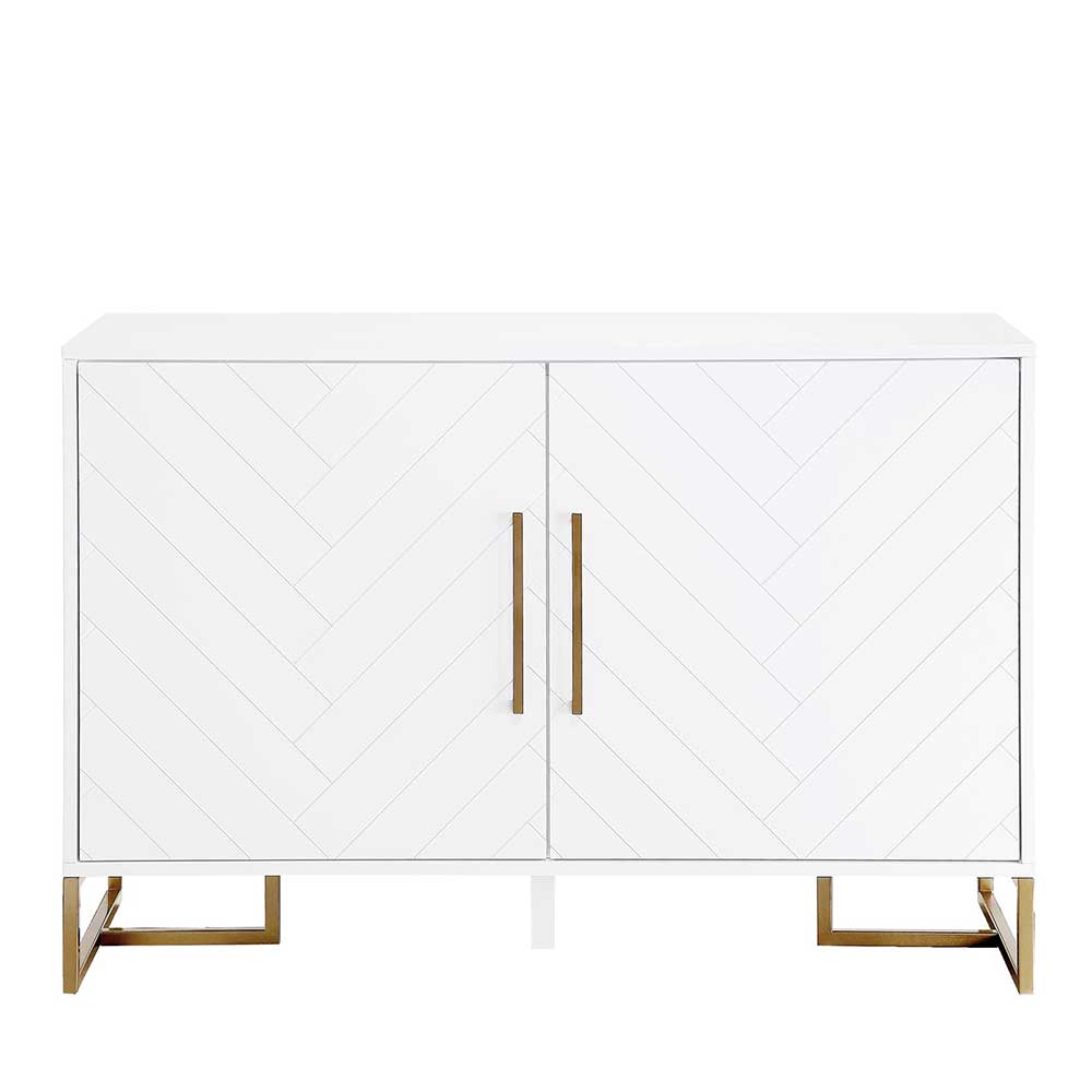Weißes Sideboard Botein in modernem Design mit Bügelgestell aus Metall