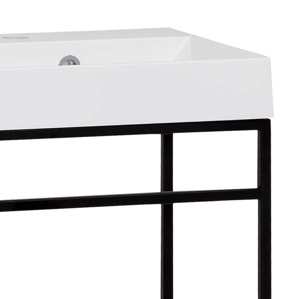 Design Badmöbel Set Carando in Weiß Hochglanz und Schwarz aus Stahl (zweiteilig)
