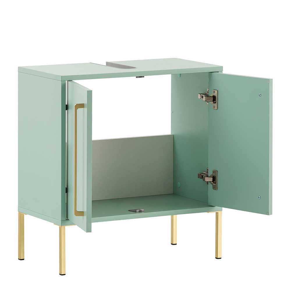 Design Waschraum Set Smilvin in Mintgrün und Goldfarben modern (dreiteilig)