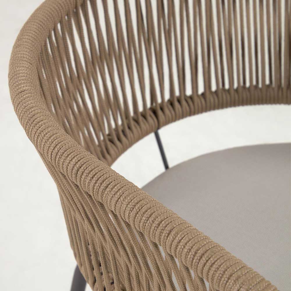 Terrassen Stühle Oxeda aus Geflecht und Metall mit Sitzpolster (4er Set)