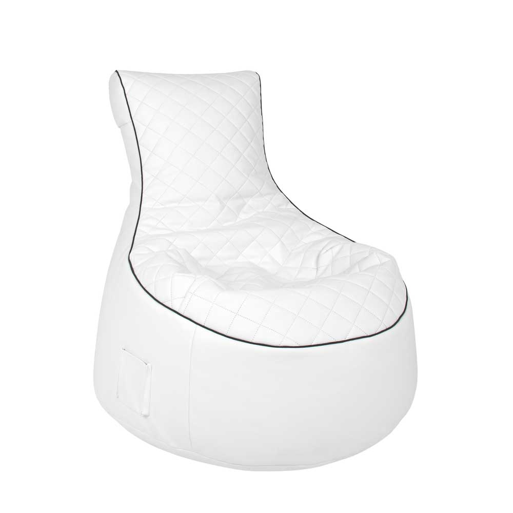 Sitzsack Sessel Labound in Weiß Kunstleder mit Hocker
