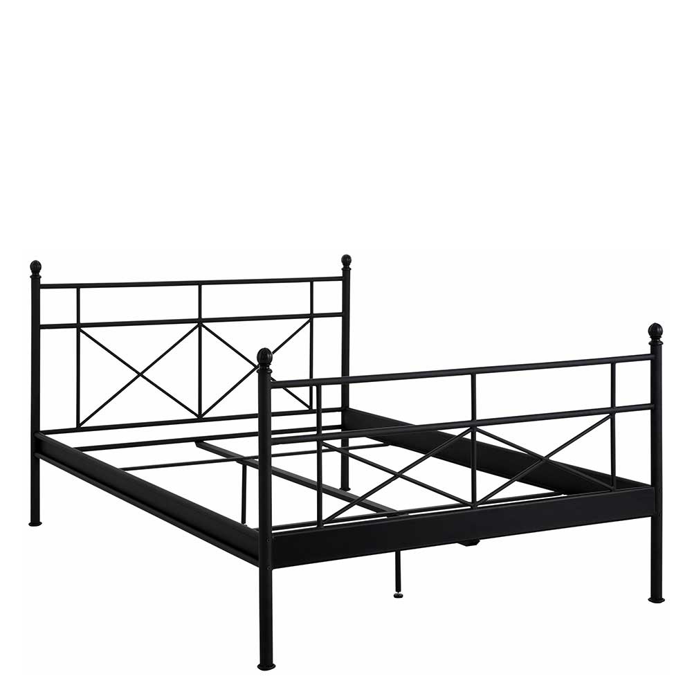 Schwarzes Metall Bett Lakos 106 cm Kopfteil und 94 cm Fußteil
