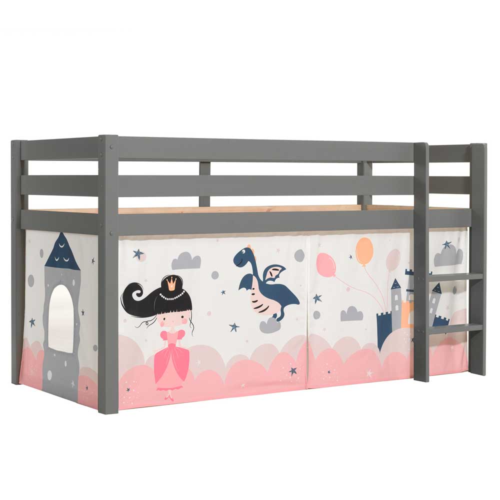 Kinderzimmer Bett Aniel mit Vorhang Set Prinzessin Motiv