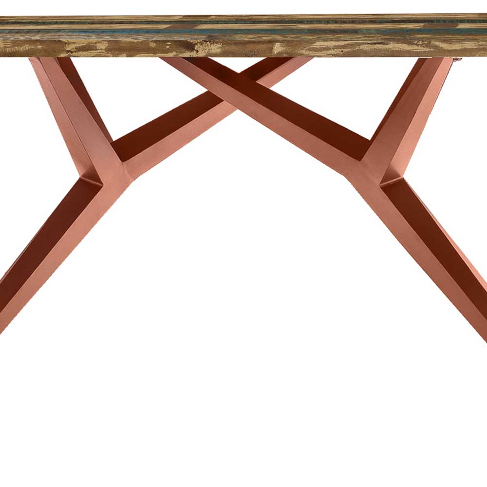 Design Tisch Massivholz Gionno im Industry und Loft Stil mit Vierfußgestell