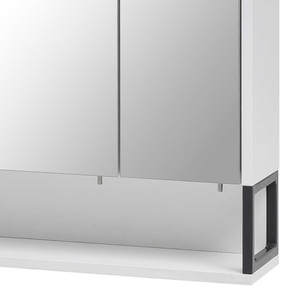 Badezimmer Spiegelschrank Kirnas in Anthrazit und Weiß mit LED Beleuchtung