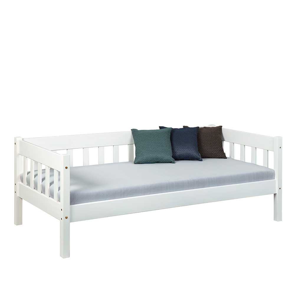 Sofabett mit Lattenrost Carter in Weiß aus Kiefer Massivholz