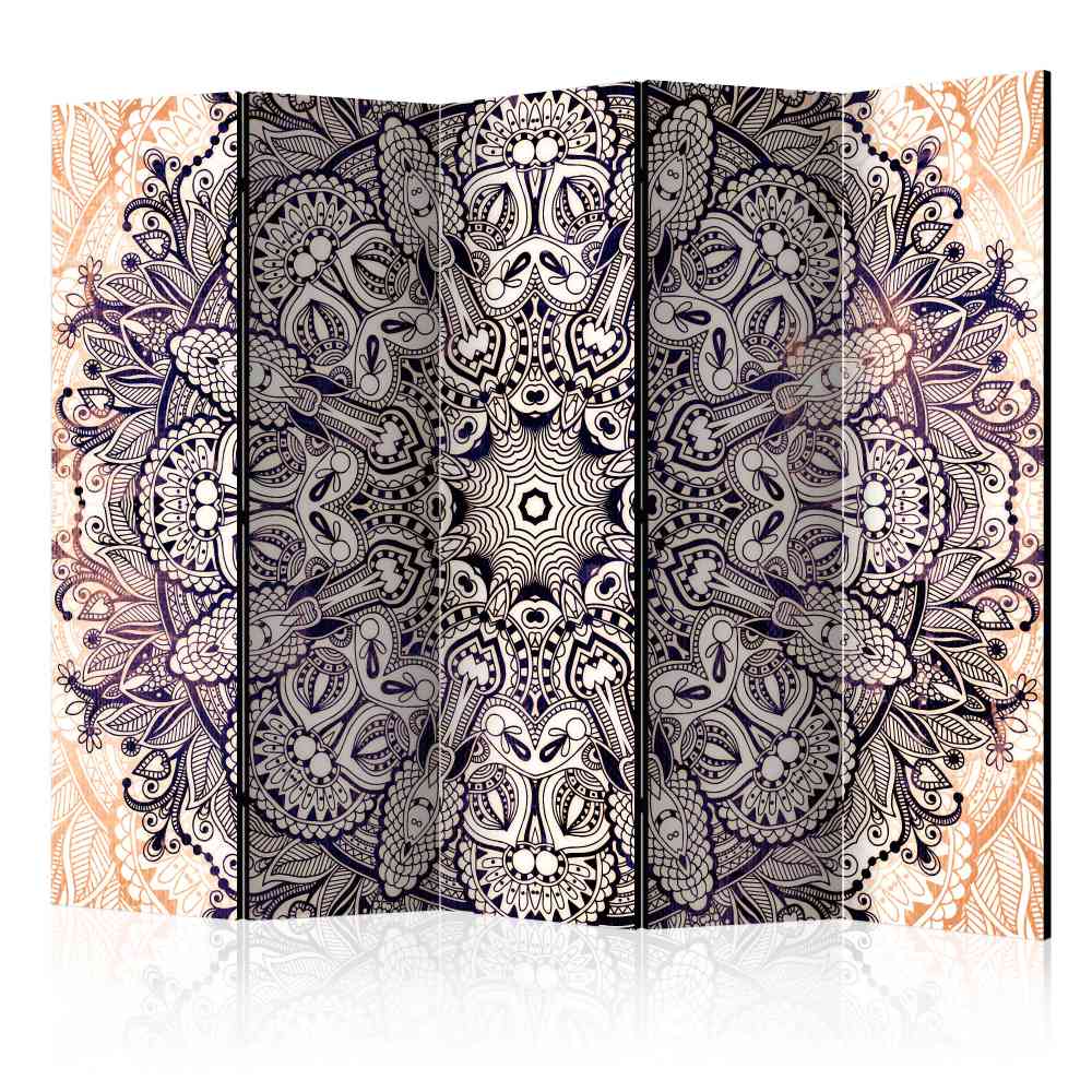 Spanischer Raumteiler Odangelo mit Mandala Muster in Beige und Schwarz