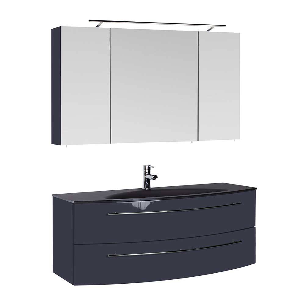 Waschplatz mit Spiegelschrank Iljina in Anthrazit - zwei Breiten (zweiteilig)