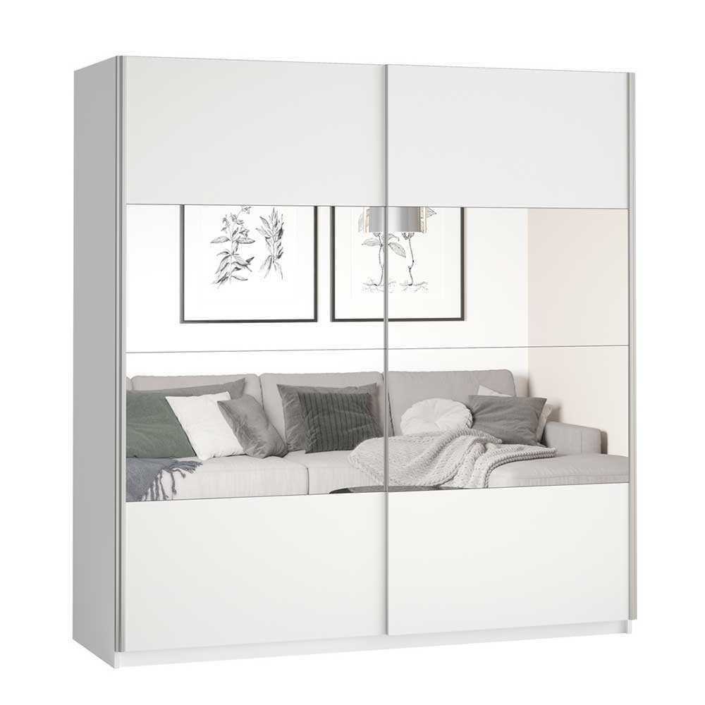 180 cm Schwebetuerenschrank Mezzo in Weiß mit Spiegeltüren
