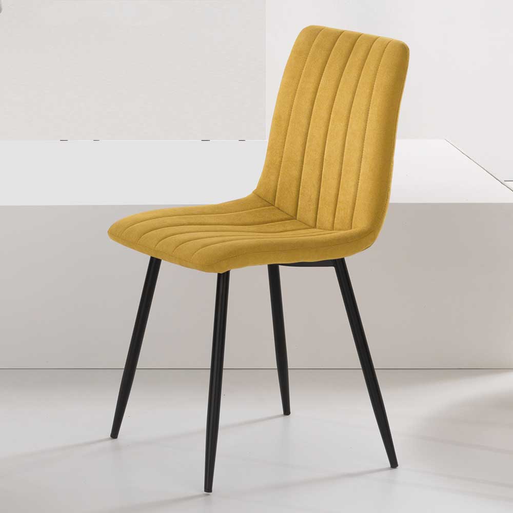 Esstischstühle Gelb Mathan aus Webstoff und Metall mit 47 cm Sitzhöhe (4er Set)