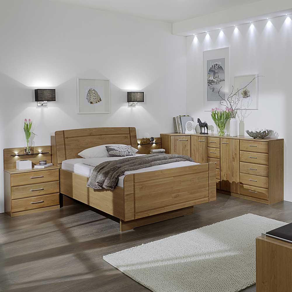 Senioren Schlafzimmer mit Einzelbett Portland aus Erle teilmassiv (sechsteilig)
