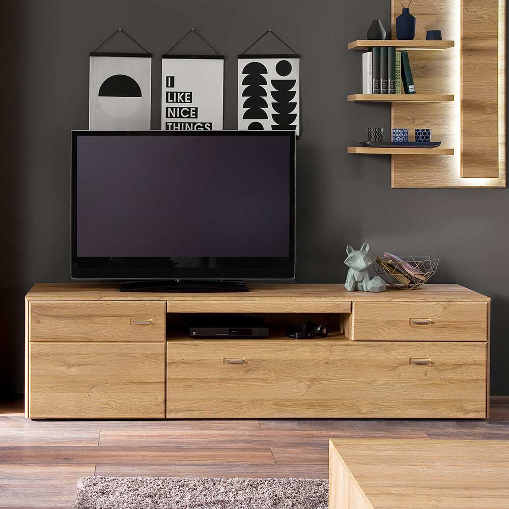 TV Lowboard Zidrella in Wildeichefarben 205 cm breit
