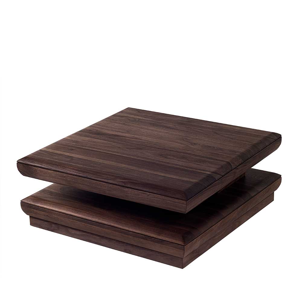 Couchtisch Asnes aus Nussbaum Massivholz mit drehbarer Tischplatte