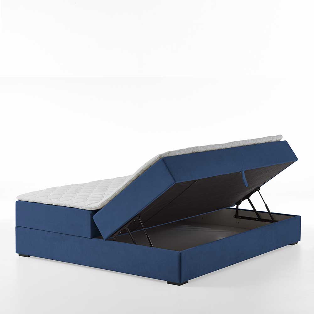Boxbett ohne Kopfteil Waterback in Blau mit Bettkasten
