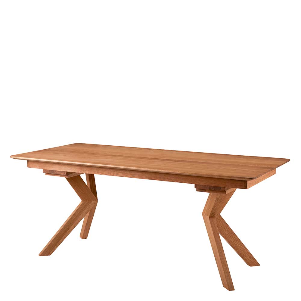 Holz Esszimmer Tisch Valsun in Wildeichefarben mit modernem Vierfußgestell