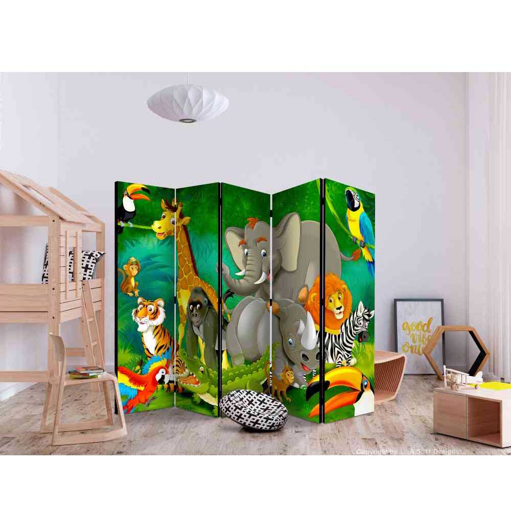 Kinderzimmer Trennwand Sabadella mit Zootier Motiv 225 cm breit