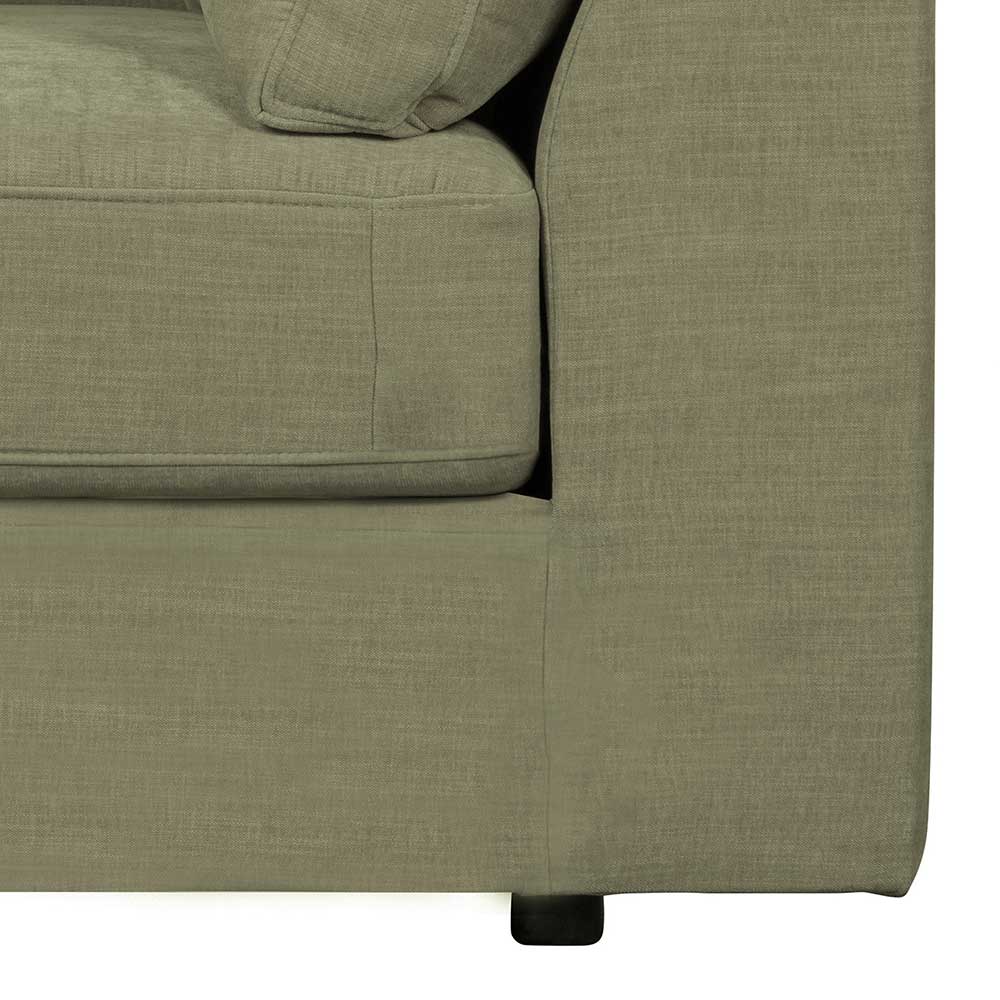 Couch Element mit Armlehne links Karyon in Graugrün - Modulsofa
