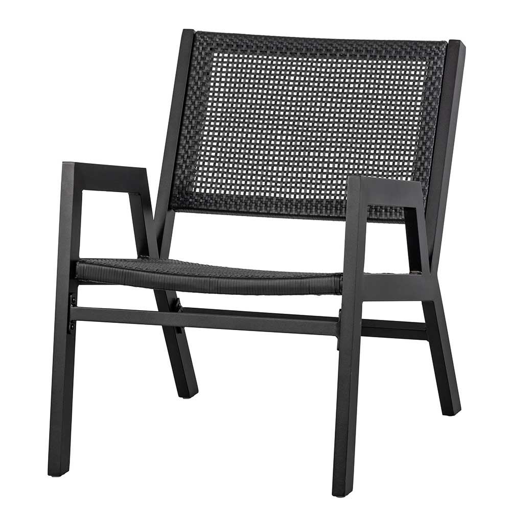 Schwarze Outdoor Stühle Wearing aus Aluminium und Kunstrattan (2er Set)