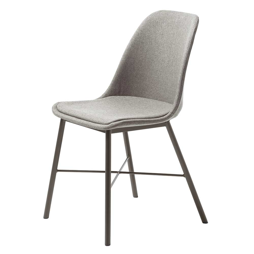 Graue Esstisch Stühle Basilikata mit Schalensitz und Gestell aus Metall (2er Set)