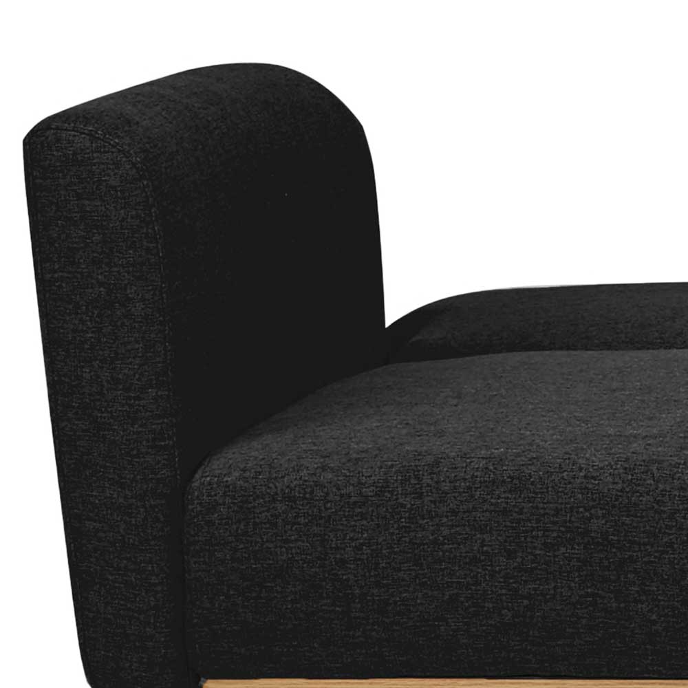 Funktions Sofa Jyrasol in Schwarz mit Vierfußgestell aus massivem Holz