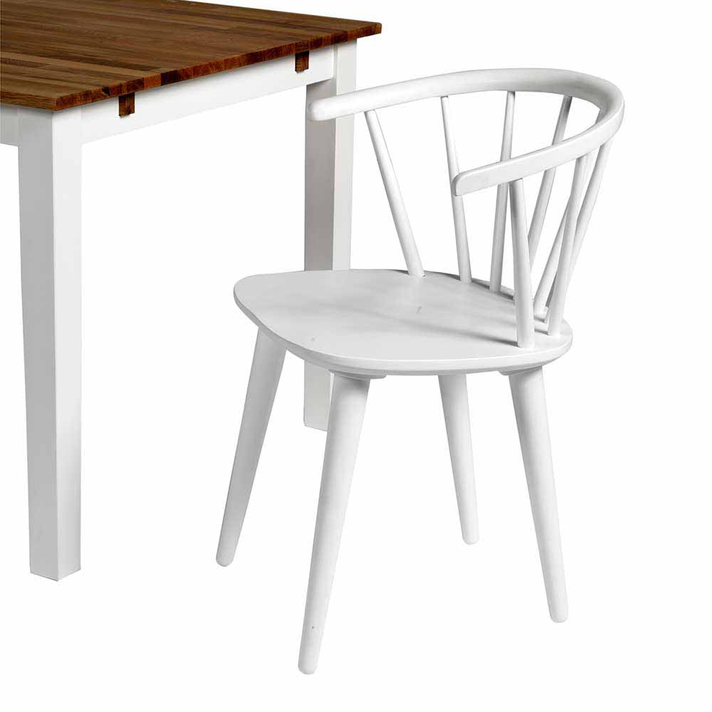 Stuhl Nujan in Weiß Holz massiv halbrund (2er Set)