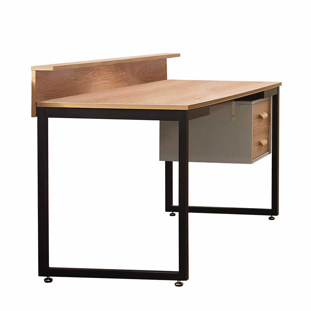 Schreibtisch Prenzlau in Akaziefarben und Schwarz 140 cm breit