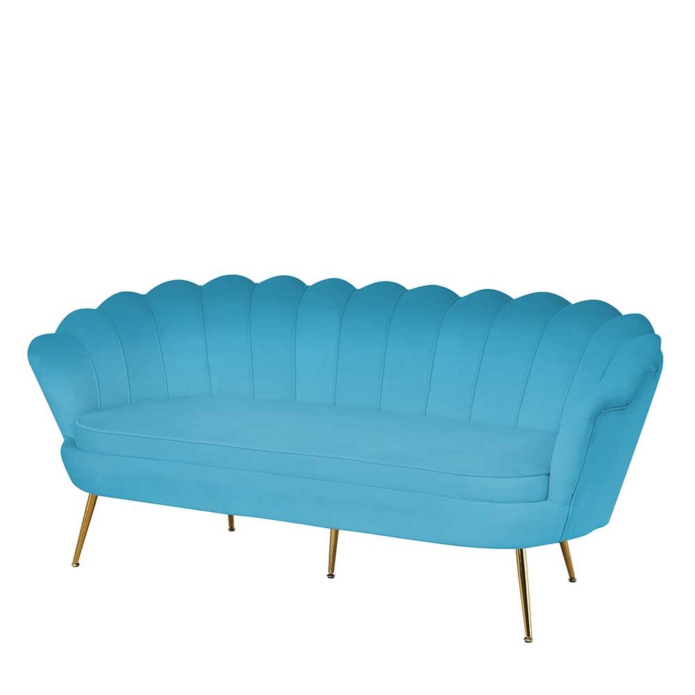 Dreisitzer Sofa Fandango in Blau aus Samt