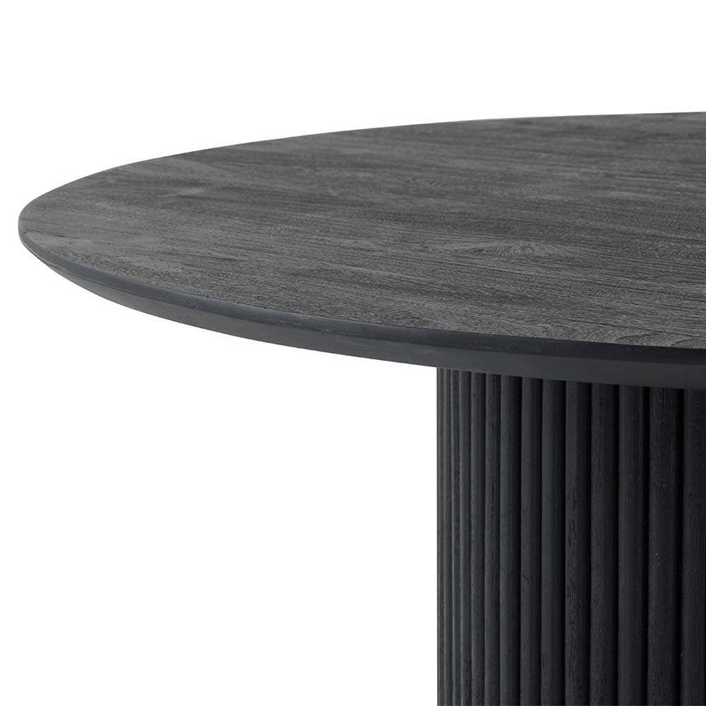 Tisch Massivholz Reya in Schwarz mit runder Tischplatte
