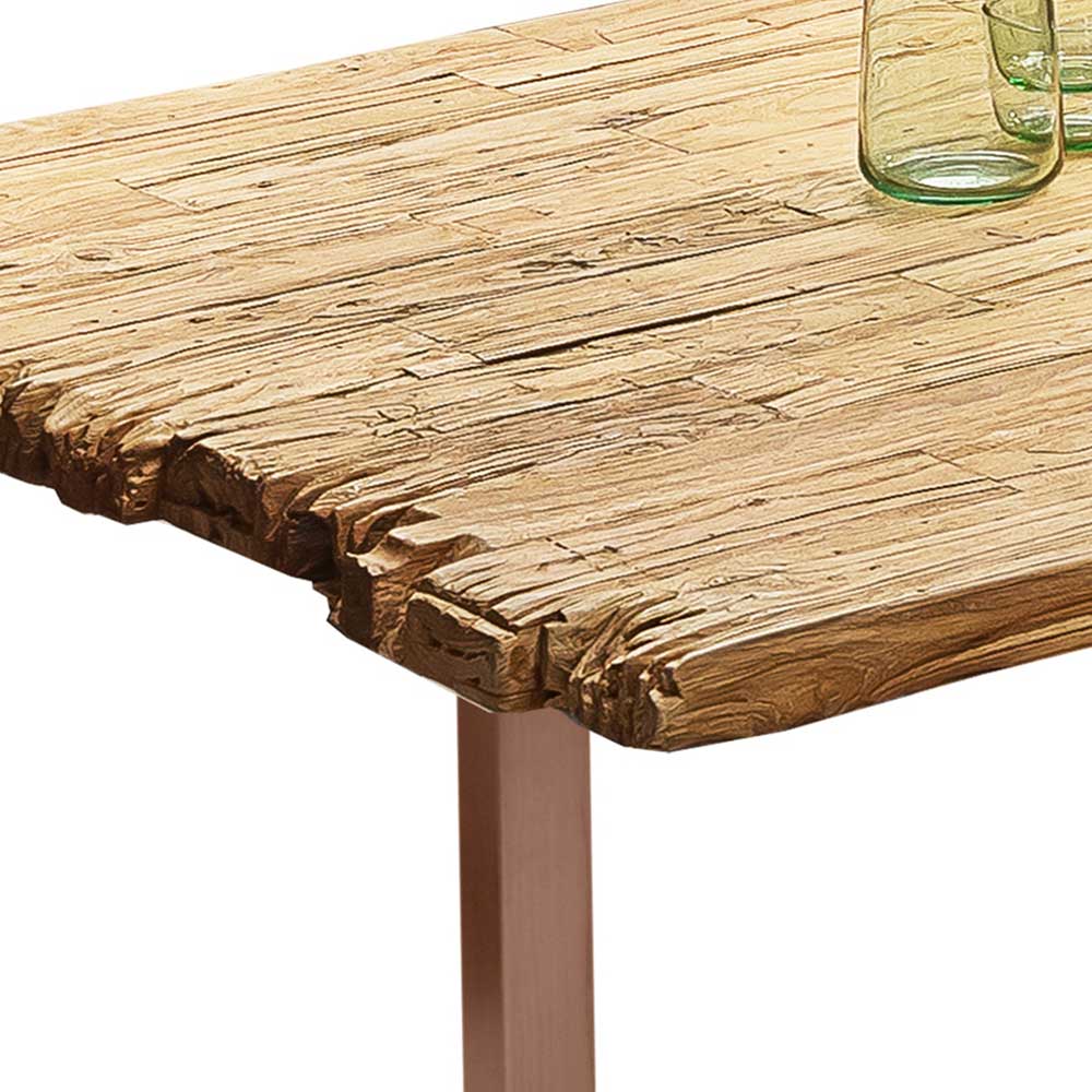 Bügelgestell Esstisch Asprecca aus Teak Recyclingholz und Stahl im Loft Style
