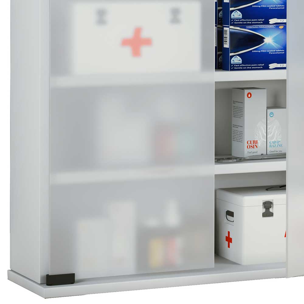 Medikamentenschrank Kanaro in Weiß mit Sicherheitsglastüren