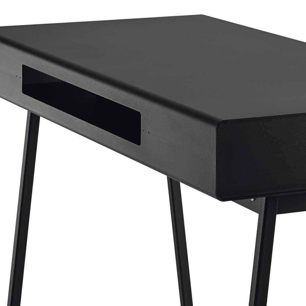 Schreibtisch Elly im skandinavischen Design in Schwarz mit Eiche furniert