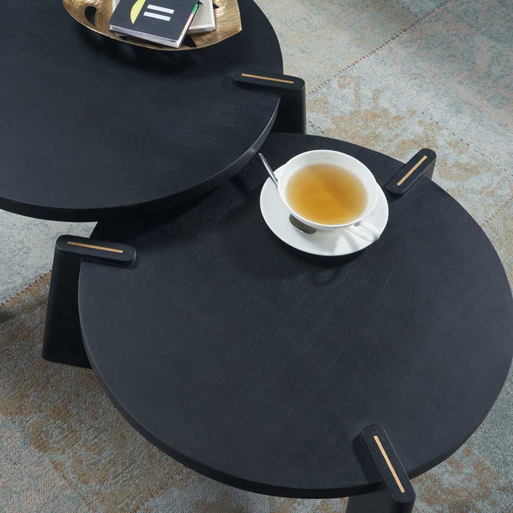 Schwarze Couchtische Palienca in modernem Design mit runder Platte (zweiteilig)