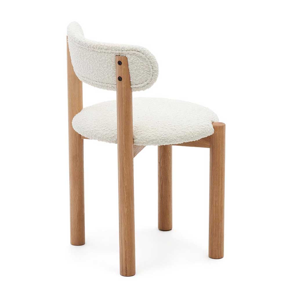 Skandi Design Esstisch Stühle Laccia aus Boucle und Eiche Massivholz (2er Set)