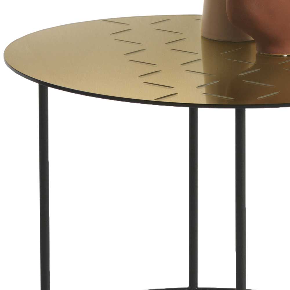 Spiegelglas Wohnzimmer Tisch Maxina in Bronze mit Ringgestell