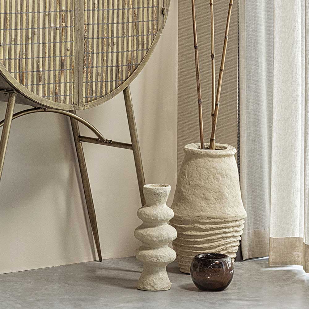 Pappmachee Vase Wakes für Trockenblumen im Skandi Design